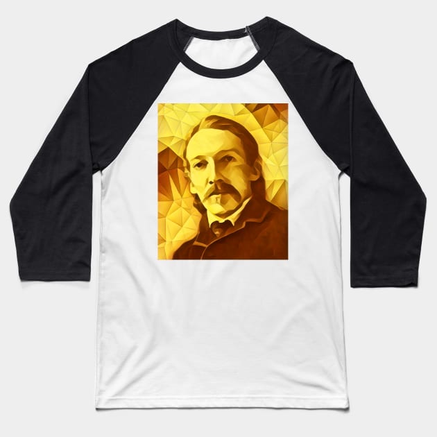 Robert Louis Stevenson Golden Portrait | Robert Louis Stevenson Artwork 12 Baseball T-Shirt by JustLit